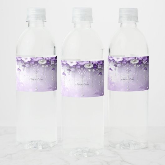 Purple Flowers Water Bottle Label Wasserflaschenetikett (Flaschen)