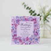 Purple flowers Wedding Invitation Einladung (Stehend Vorderseite)