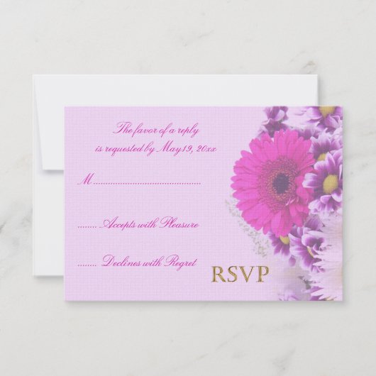 Purple Flowers Wedding RSVP Karte (Vorderseite)