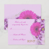 Purple Flowers Wedding RSVP Karte (Vorne/Hinten)