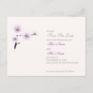 Purple Flowers Wedding/Save the Date Card Ankündigungspostkarte