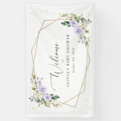 Purple Flowers, White Flowers, Baby Shower Welcome Banner (Vertikal)