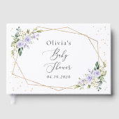 Purple Flowers, White Flowers, Boho, Baby Shower Gästebuch (Vorderseite)
