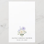 Purple Flowers, White Flowers, Bridal Shower Menu (Rückseite)