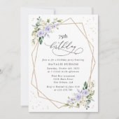 Purple Flowers, White Flowers, Greenery, Birthday Einladung (Vorderseite)