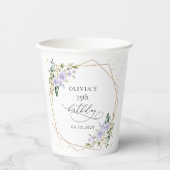 Purple Flowers, White Flowers, Greenery, Birthday Pappbecher (Vorderseite)