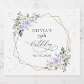 Purple Flowers, White Flowers, Greenery, Birthday Schaumweinetikett (Einzelnes Label)