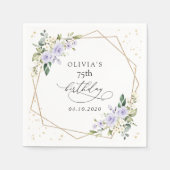 Purple Flowers, White Flowers, Greenery, Birthday Serviette (Vorderseite)
