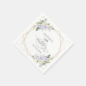 Purple Flowers, White Flowers, Greenery, Birthday Serviette (Ecke)
