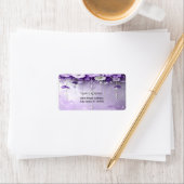 Purple Flowers with Dangling Pearls Address Label Adressaufkleber (Insitu)