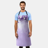 Purple Flowers with Dangling Pearls  Apron Schürze (Getragen)