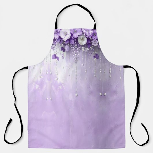 Purple Flowers with Dangling Pearls  Apron Schürze (Vorderseite)