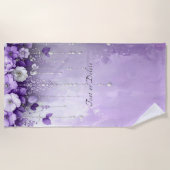 Purple Flowers with Dangling Pearls Beach Towel Strandtuch (Vorderseite)