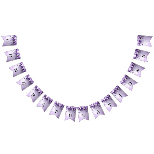 Purple Flowers with Dangling Pearls Bunting Flag Wimpelkette (Alle)