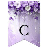 Purple Flowers with Dangling Pearls Bunting Flag Wimpelkette (Erste Fahne)