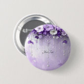 Purple Flowers with Dangling Pearls Button (Vorne & Hinten)