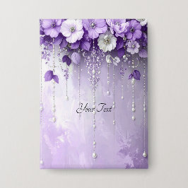 Purple Flowers with Dangling Pearls Button