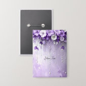 Purple Flowers with Dangling Pearls Button (Vorderseite/Rückseite)