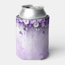 Purple Flowers with Dangling Pearls Can Cooler