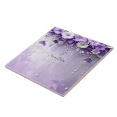 Purple Flowers with Dangling Pearls Ceramic Tile Fliese (Seite)