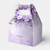 Purple Flowers with Dangling Pearls Favor Box Geschenkschachtel (Rückseite)