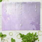 Purple Flowers with Dangling Pearls Kitchen Towel Geschirrtuch (Gefaltet)