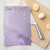 Purple Flowers with Dangling Pearls Kitchen Towel Geschirrtuch (Viertel Falte)