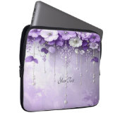 Purple Flowers with Dangling Pearls Laptop Sleeve (Vorne Rechts)