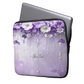 Purple Flowers with Dangling Pearls Laptop Sleeve (Vorderseite Links)