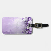 Purple Flowers with Dangling Pearls Luggage Tag Gepäckanhänger (Vorderseite horizontal)