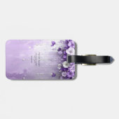 Purple Flowers with Dangling Pearls Luggage Tag Gepäckanhänger (Rückseite horizontal)