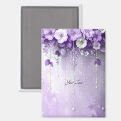 Purple Flowers with Dangling Pearls Magnet (Vorderseite/Rückseite)