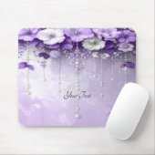 Purple Flowers with Dangling Pearls Mousepad (Mit Mouse)