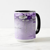 Purple Flowers with Dangling Pearls Mug Tasse (VorderseiteRechts)