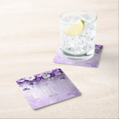 Purple Flowers with Dangling Pearls Paper Coaster Rechteckiger Pappuntersetzer (Vor Ort)