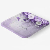 Purple Flowers with Dangling Pearls Paper Plate Pappteller (Gewinkelt)
