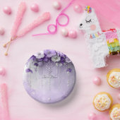 Purple Flowers with Dangling Pearls Pappteller (Party)