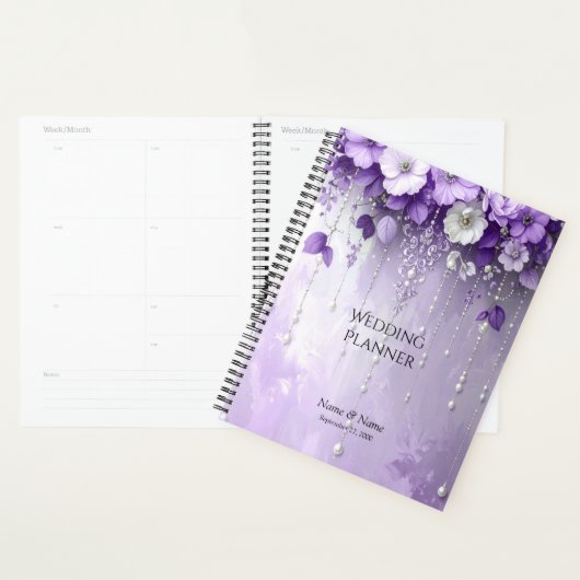 Purple Flowers with Dangling Pearls Planner Planer (Anzeige)