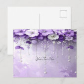 Purple Flowers with Dangling Pearls Postcard Postkarte (Vorne/Hinten)