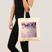 Purple Flowers with Dangling Pearls Tote Bag Tragetasche (Vorderseite (Produkt))