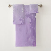 Purple Flowers with Dangling Pearls Towel Set (Insitu)