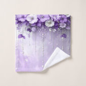 Purple Flowers with Dangling Pearls Towel Set (Waschlappen)