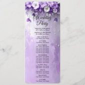 Purple Flowers with Dangling Pearls Wedding Programm (Rückseite)