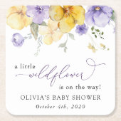 Purple Flowers, Yellow Flowers, Boho, Baby Shower Rechteckiger Pappuntersetzer (Vorderseite)