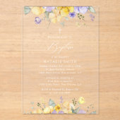 Purple Flowers, Yellow Flowers, Boho, Baptism Acryleinladungen (Vorderseite)