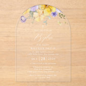 Purple Flowers, Yellow Flowers, Boho, Baptism Acryleinladungen (Vorderseite)