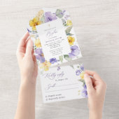 Purple Flowers, Yellow Flowers, Boho, Baptism All In One Einladung (Abreißen)