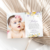 Purple Flowers, Yellow Flowers, Boho, Baptism Dankeskarte