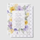 Purple Flowers, Yellow Flowers, Boho, Baptism Pergament Einladungen (Versetzt (Einladung))