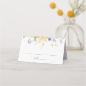 Purple Flowers, Yellow Flowers, Boho, Baptism Platzkarte (Vorderseite)